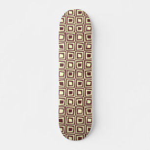 Retro Squares - Bruin op crème Skateboard