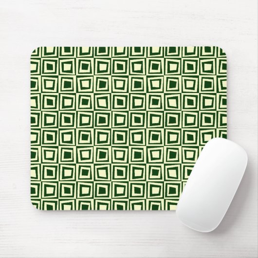 Retro Squares - Cream on Dark Green Muismat (Met muis)