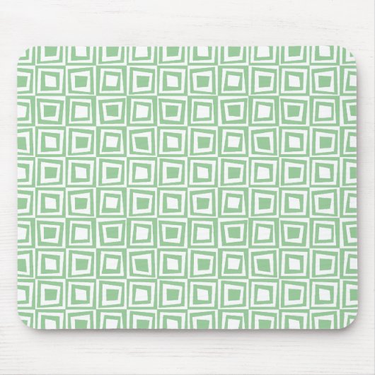 Retro Squares - Faded groen op wit Muismat (Voorkant)
