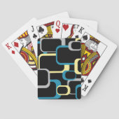 Retro Squares Geometric Pattern Blue Yellow Grey Pokerkaarten (Achterkant)