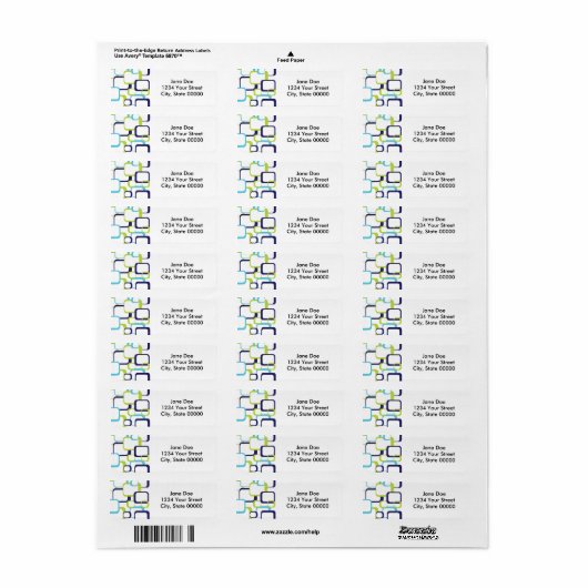 Retro Squares Green Blue White Pattern Label (Full Sheet)