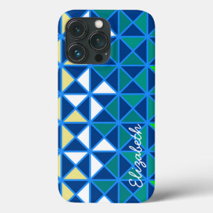 Retro Squares Modern Geometric Pattern iPhone 13 Pro Hoesje