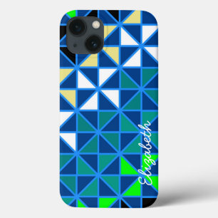 Retro Squares Modern Geometric Pattern iPhone 13 Hoesje