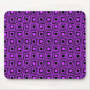 Retro Squares - Neon Paars op zwart Muismat