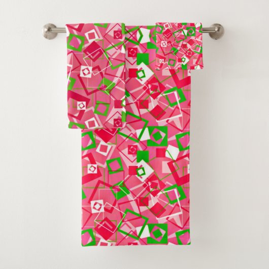 Retro Squares Patroon Bad Handdoek (Insitu)