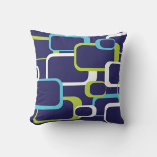 Retro Squares Patroon Green Blue Kussen
