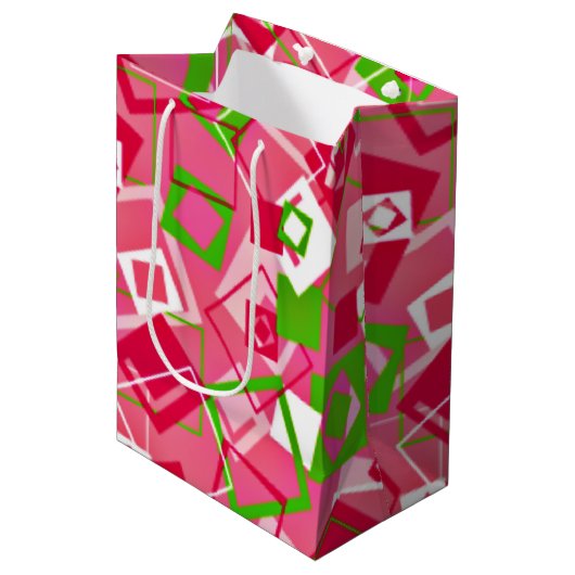 Retro Squares Patroon Medium Cadeauzakje (Voorkant Gekanteld)