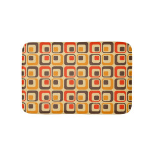 Retro Squares Patroon - Rood, bruin en Oranje Badmat