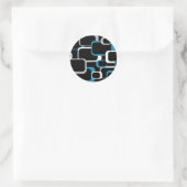 Retro Squares Pattern Blue Grey White Black Ronde Sticker (Tas)