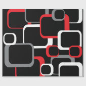 Retro Squares Pattern Red Black White Grey Cadeaupapier (Vlak)
