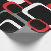 Retro Squares Pattern Red Black White Grey Cadeaupapier (Hoek)