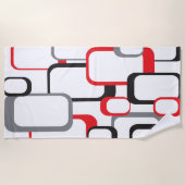 Retro Squares Red Grey Black Trendy Pattern Strandlaken (Voorkant)