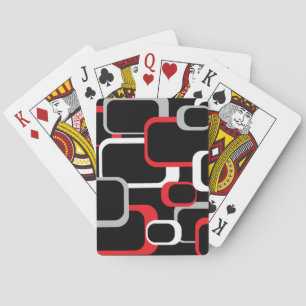 Retro Squares Red Grey White Black Achtergrond Pokerkaarten