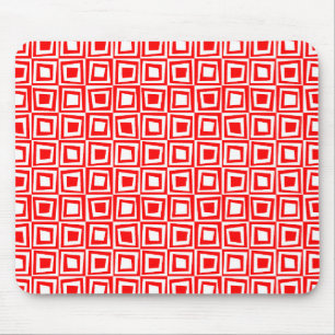 Retro Squares - Rood op wit Muismat