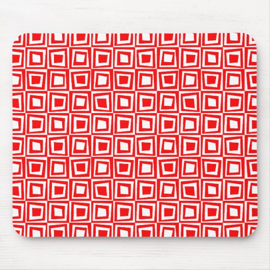 Retro Squares - Rood op wit Muismat (Voorkant)