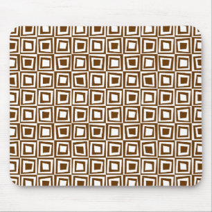 Retro Squares - Walnut on White Muismat
