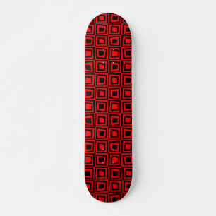 Retro Squares - Zwart op Rood Skateboard