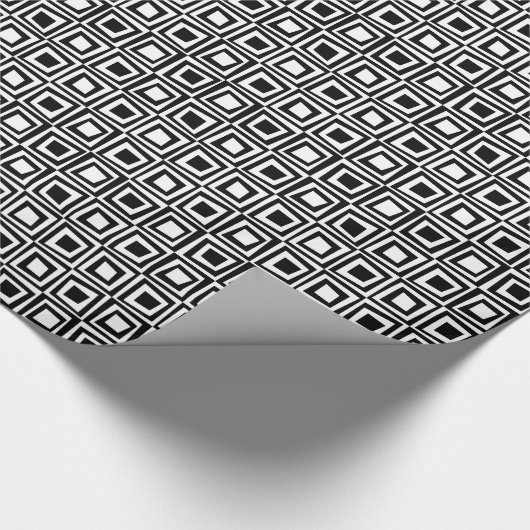 Retro Squares - Zwart op wit Cadeaupapier (Hoek)