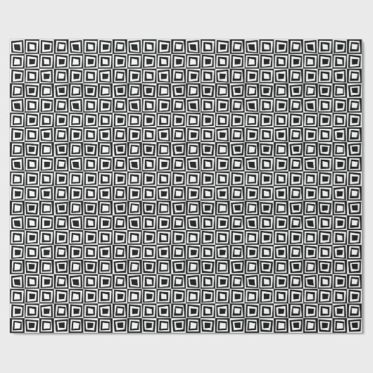 Retro Squares - Zwart op wit Cadeaupapier (Vlak)
