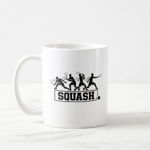 Retro Squash Speler Actie Sequentie Silhouet Kunst Koffiemok