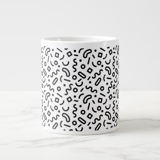 Retro Squiggle Patroon Extra Grote Beker (Voorkant)