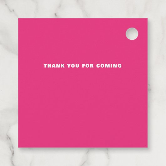 Retro Squiggle Wavy Curve Pink Oranje Weddenschap Bedankjes Labels (Achterkant)