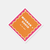 Retro Squiggle Wavy Curve Pink Oranje Weddenschap Servet (Hoek)