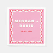 Retro Squiggle Wavy Curve Pink Red Weddenschap Servet (Voorkant)