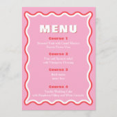 Retro Squiggle Wavy Pink Red Menu Mariage (Devant)