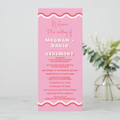 Retro Squiggle Wavy Pink Red Weddenschap Programma (Staand voorkant)