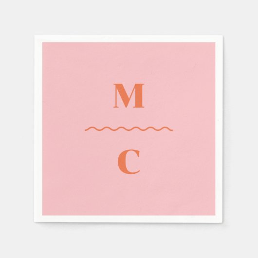 Retro Squiggle Weddenschap Monogram Servet (Voorkant)