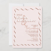 Retro Squiggly Wavy Blush Terracotta Wedding Kaart (Voorkant)