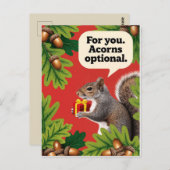 Retro Squirrel with gift parcel greeting Briefkaart (Voorkant / Achterkant)
