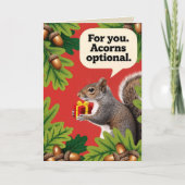 Retro Squirrel with gift parcel greeting Kaart (Voorkant)