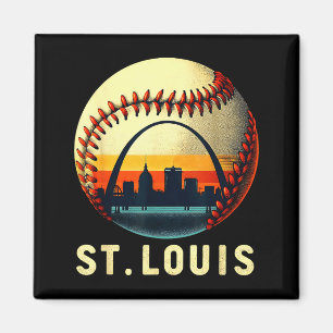 Retro St Louis Honkbal Stadssilhouet Speldag Sport Magneet