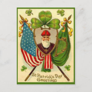 Retro St. Patrick Amerikaanse Vlag St. Patrick's D Briefkaart