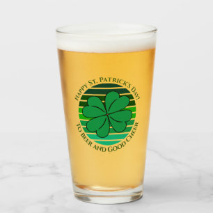 Retro St. Patrick's Day Irish 4 Leaf Clover Glas