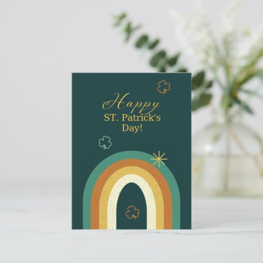 Retro St. Patrick's Day Regenboog Briefkaart (Staand voorkant)