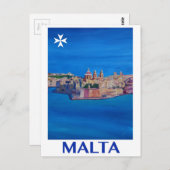 RETRO Stad van Malta Valletta van het POSTER van Briefkaart (Voorkant / Achterkant)