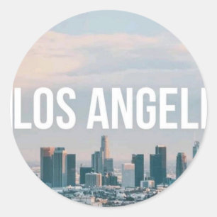 Retro Stadsesthetiek Los Angeles Silhouet Reis  Ronde Sticker