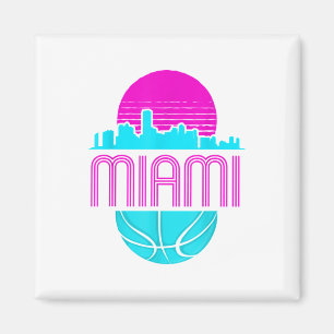 Retro stadsgezicht van Miami Florida Basketbal Magneet