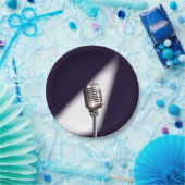 Retro Stage-microfoon Papieren Bordje (Feest)