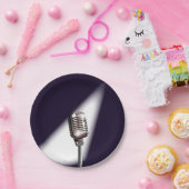 Retro Stage-microfoon Papieren Bordje (Feest)