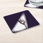 Retro Stage-microfoon Vierkante Kartonnen Onderzetter (Schuin)