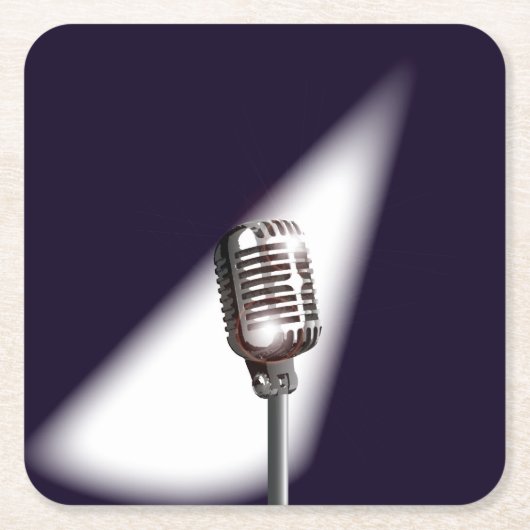 Retro Stage-microfoon Vierkante Kartonnen Onderzetter (Voorkant)