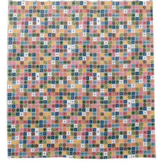 Retro Starburst Dominoes Douchegordijn (Voorkant)