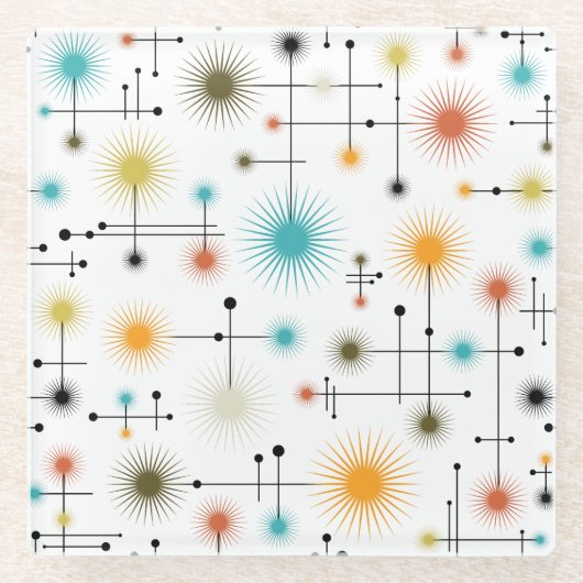 Retro Starburst een Go-Go! Glazen Onderzetter (Voorkant)