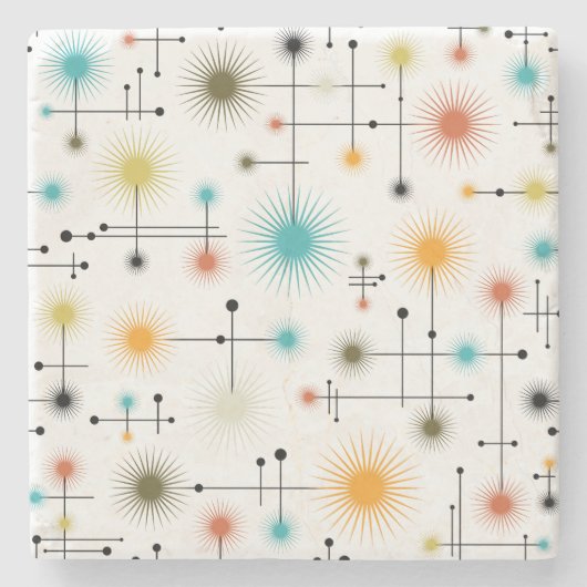 Retro Starburst een Go-Go! Stenen Onderzetter (Voorkant)