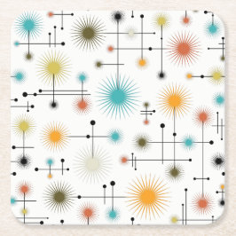 Retro Starburst een Go-Go! Vierkante Kartonnen Onderzetter