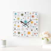Retro Starburst een Go-Go! Vierkante Klok (Huis)